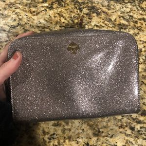 Kate Spade New York Silver Glitter Pouch w/ Zipper